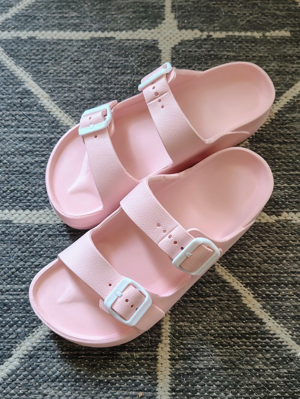Pink Double Strap Slide Sandals